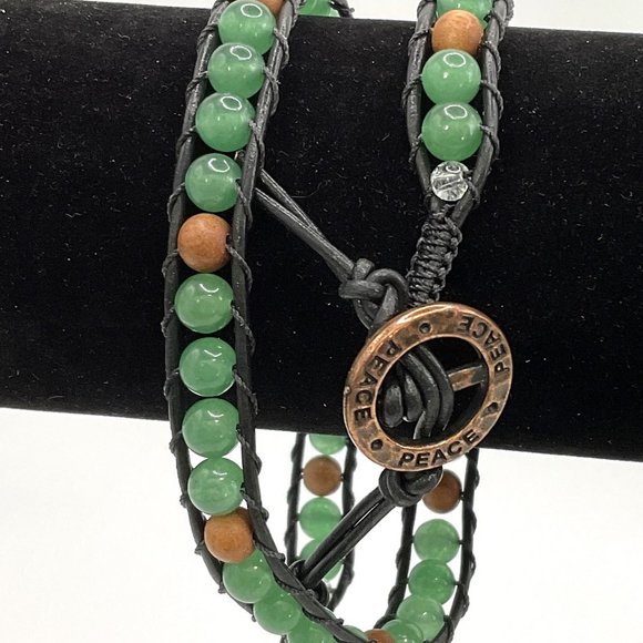 Beaded Leather Wrap Bracelet - Picture 1 of 1